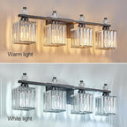 FDPBY Vanity Lights 4-Light Modern Crystal Vanity Light Sand Black Bathroom Light Fixtures Over Mirror Crystal Bathroom Vanity Lighting Fixtures