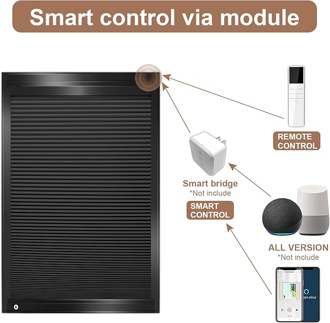 LEXEN Smart Bottom Up Honeycomb Shades - WiFi Enabled Motorized Cellular Blinds Compatible with Alexa/Google Home Easy Install Blackout Honeycomb Blinds with Aluminum Frame Customize Size-Black