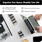 Cable Management Organizer Cord Management, Multiple Slots for Home, Office, Desk, Workshop, Durable Plastic Connectable Cable Organizer, Tangle-Free, Expandable Storage, White