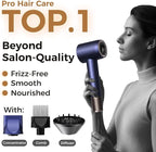 High-Speed Hair Dryer Pro | Trusted by Pro Stylists, Heat Damage Protection & 600 Million Ions Blow Dryer for Hair Care Beyond Salon, Fast Drying & Low Noise, Hairdryer with Diffuser, Nozzle, Comb