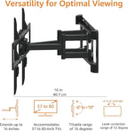 Amazon Basics Heavy Duty Dual Arm, Full Motion Articulating TV Mount for 37" to 80" TVs up to 132 lbs, Fits LED LCD OLED Flat Curved Screens, Black