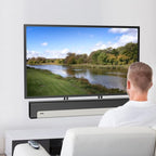 WALI Sound Bar Mount Bracket for Mounting Above or Under TV, Fits 32 to 70 inch TVs, 33 lbs. Weight Capacity (SBR201), Black