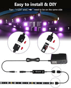 HitLights LED Strip Lights 3 Pre-Cut 12Inch/36Inch LED Light Strip Flexible Color Changing 5050 LED Accent Kit with RF Remote, Power Supply, and Connectors for TV, Home, DIY Decoration