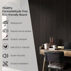 ARMURO Wood Panels for Wall, Wood Slat Wall Panel - 2 Pack, Black Wood Slats for Wall, Natural Smoked Wood Veneer Accent Wall Panels, Acoustic Slat Wood Wall Panels - 12.6" W x 94.5" L
