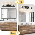 DIKAIDA Bathroom Vanity Light, 4-Light Modern Matte Black Wall Sconce Lighting with Clear Glass Shade, Bathroom Lighting Fixtures Over Mirror,Vintage Wall Mounted Lamps for Mirror Bedroom,Living Room