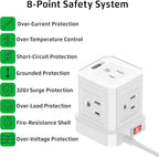 Cube Power Strips with Surge Protection, 6ft Extension Cord with Multiple Outlets, 5 Ac Plugs, 3 USB, 1 Usbc Fast Charging Power Strip with USB Ports, Mountable On/Off Switch Charging Station