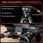 SMALLRIG x Potato Jet TRIBEX SE Hydraulic Aluminum Camera Tripod, with Video Fluid Head, 6kg/13.2lb Load, Max Height 166cm, Professional Video Tripod for Interviews/Wedding/Landscape - 5305