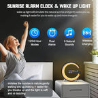 Smart LED Table Lamp, 5-in-1 Night Light Fast Wireless Charging Station, 256 Lights Mode Dimmable Bedside Lamp, Bluetooth Speaker & App Control for Bedroom, Home Decor, Alarm Clock for Festival Gifts