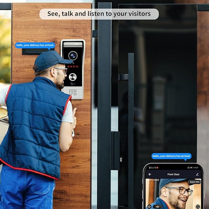 Video Doorbell Intercom System,10 Inches Touch Screen (Black) Video Doorbell Door Phone System,Support Remote Unlock, Dual-Way Intercom,Night Vision for Villa House Apartment (1-Camera + 3-Monitor)