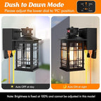 2-Pack Porch Lights with GFCI Outlet, Motion Sensor Dusk to Dawn Waterproof Outdoor Wall Lights, 3 Lighting Modes Black Exterior Light Fixtures for Front Door, Outside Wall Lanterns for House Garage