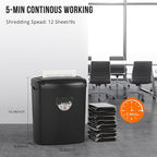 SUNTIKO 12-Sheet Cross-Cut Paper Shredder, P-4 Security Level for Home Office, 5.5 Gallon Bin, Destroys Credit Cards and Staples, ETL Certified, Black