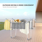 Unkqan Clothes Drying Rack, Foldable Laundry Rack for Indoor Outdoor, 10pcs Sock Clips, Collapsible Space-Saving Drying Rack for Clothes Towels Dolls, White