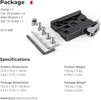 SmallRig Quick Release Mount Plate for Arca-Type, Baseplate Clamp with 1/4''-20 Threaded, 3/8''-16 Threaded and Lever - 2143B
