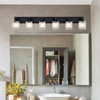 WINSHEN Bathroom Vanity Light Fixture, 6-Lights Modern Vanity Lighting Over Mirror with Frosted Glass Shades, Wall Mount Lamp for Bath Living Room, E26 Bulb Base