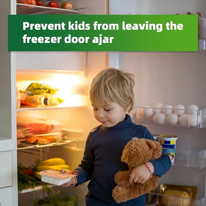 Freezer Door Alarm 2 Pack, Refrigerator Door Alarm When Left Open, Close Door Reminder, with 60/120/180/240 Seconds Delay Alert, Low/Loud 80 to 120 dB (Pure White)