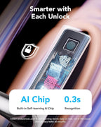 Blusafe Electronic Smart Door Lock Fingerprint Door Lock with Keypad，Smart Lock for Front Door Children Proof IC Card, App Control & Mechanical Key 40–90mm Multipoint Locks(OS Frosted Silver)