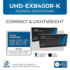 OREI 4K HDMI over Ethernet Extender Balun - HDBaseT UltraHD 4K @ 60Hz 4:4:4 CAT5e/6/7 Cable with HDR, CEC & IR Control, RS-232 Up to 400 Ft Loop Out POC Audio Out (UHD-EXB400R-K)