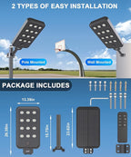 JAYNLT X-13000W Solar Street Lights Outdoor, Ultra-Large 6500K Commercial Parking Lot Lights Dusk to Dawn,IP67 Waterproof Solar Power Flood Security Light for Playground,Road