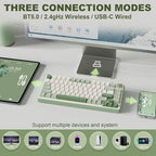 YUNZII B75 PRO Wireless Mechanical Keyboard,75% Layout with Knob,Hot Swap Gasket Structure,Creamy Pre-lubed Switches,RGB Backlit,Bluetooth/Type-C/2.4G for Win/Mac (Matcha Green, Milk Switch)