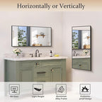 Black Bathroom Mirror for Wall, 20x40 Inch Rectangle Mirror with Metal Frame, Modern Vanity Mirrors for Bathroom Living Room, Entryway Hangs Horizontal or Vertical