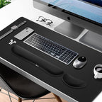Gimars 4 in 1 Mouse Pad and Keyboard Wrist Rest Set, Large Mouse Pad with Memory Foam Wrist Support Pad for Desk with Coaster, Easy Typing Pain Relief, Gaming Office Home, 31.5x12 inch, Black