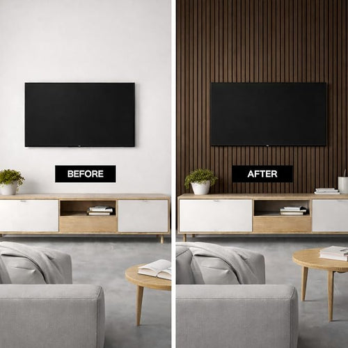 2-Pack Acoustic Wood Slat Panels - Soundproof Wall Paneling for Interior Decor