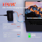 Upgrade USB C Desktop Charger, 320W 8-Port GaN III Fast Charging Station Hub 100W PD Laptop Charger with 5-Foot Cable for MacBook Pro/Air, Dell XPS, iPhone 17/16/15, Galaxy S25, iPad Pro/Air