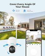 REOLINK Security Cameras Wireless Outdoor, Pan Tilt Solar Powered, 5MP 2K+ Color Night Vision, 2.4/5GHz WiFi, Smart Cameras for Home Security, Works with Home Hub, Argus PT + Solar Panel