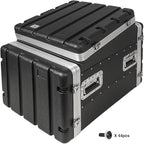 Sound Town Lightweight and Compact 8U ATA ABS Rack Case, with Slant Mixer Top, Casters, 21" Depth, 10U Top and 8U Side Spaces (STMR-A10X8UW)