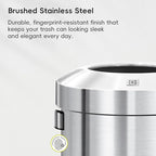 EKO 32-Gallon Round Stainless Steel Open Top Trash Can, Large Commercial Waste Bin with Detachable Lid and Carrying Handle, Brushed Metal Garbage Bin for Home, Office, Restaurant, Restroom