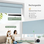 ZSHINE Motorized Blackout Window Blinds Customize Width Remote Control Rechargeable Motor Roller Shades for Windows, Home, Office, Hotel, Club, Restaurant(82026G)