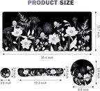 Gaming Mouse Pad, Large Desk Mat, Cute Desk Pad Protector, 4in1 XXL Mousepad + Keyboard Wrist Rest+Mouse Wrist Rest+Coaster Set with Ergonomic Desk Pad for Home Office PC Computer, Black White Flowers
