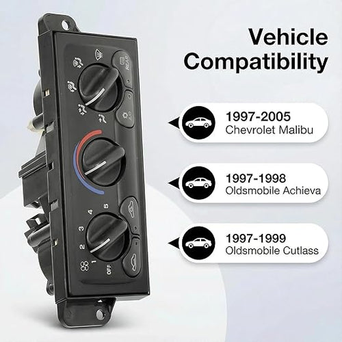 599-213 A/C Control Switch Air Conditioning Climate Control Module, Front Climate Control Module Panel for for 1997-2005 Chevrolet Malibu, 1997-1998 Oldsmobile Achieva, 1997-1999 Oldsmobile Cutlass