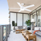 POCHFAN 52 inch White Ceiling Fans with Lights and Remote, Reversible 5 Blades Modern Ceiling Fan for Bedroom, Living Room, Dining Room, LED 3 CCT 6-Speed Noiseless, ETL Listed