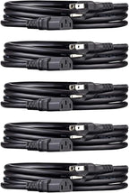 Amazon Basics PC Power Cord, 6 feet, 5-Pack, AC Power Cord for Monitor, Computer, TV, 3 Prong, 18 AWG, 125 Volts, Black