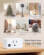 Wireless Remote Control Outlet, 200FT Long Range Remote Light Switch, Mini Remote Outlet Plug, 15A/1875W High-Power for Lamps, Lights, Household Appliances, FCC & ETL Listed (5 Outlets + 2 Remotes)