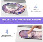 Large Desk Mat, Gaming Mouse Pad, Desk Pad Protector, XXL Mousepad + Keyboard Wrist Rest+Mouse Wrist Rest+Coaster Set with Ergonomic Desk Pad for Home Office PC Computer, Pastel Purple Flower Moon