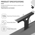 HumanCentric DSLR Monitor Mount Large, Desk Camera Mounting, Light Webcam, Microphone Shelf for Monitor VESA Arm, Replace Clamp Tripods, 100x100mm Patterns, Aluminum, Hardware Included