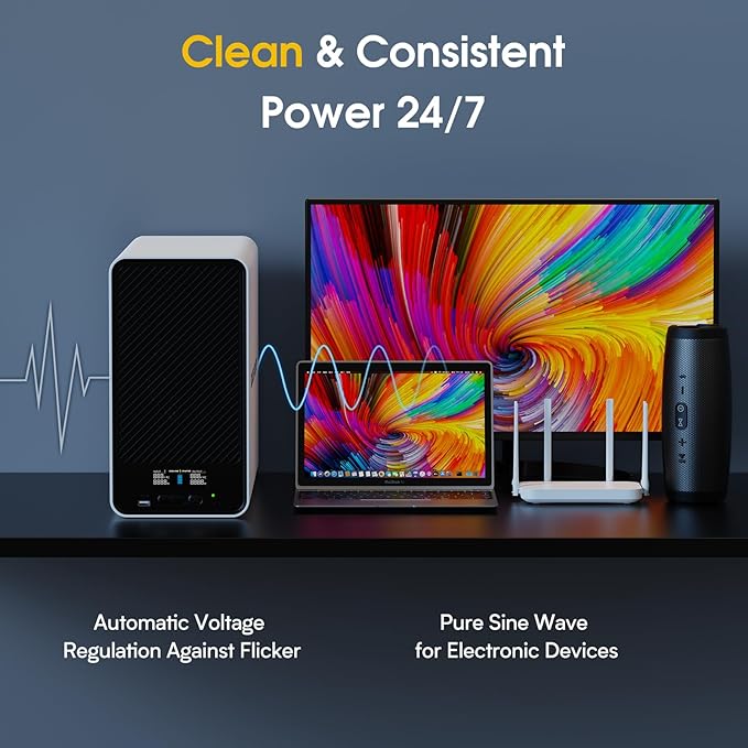 GOLDENMATE 1500VA/1200W Lithium UPS Battery Backup and Surge Protector, Backup Battery Power Supply with LiFePO4 Batteries(296Wh), AVR, Line Interactive Sinewave UPS System, 8 Outlets, LCD Display