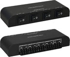Xtrempro 61051 2 or 4 Way Speaker Switch, 1 in 2 Out or 1 in 4 Out Way Pair Stereo Speaker Selector W/Screw Type Connections Metal Non-Slip Box - Black (1 x 4 Way)