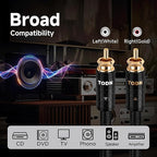 TODN HiFi RCA Cables Audiophile RCA to RCA Male Silver-Plated-OCC Core Shielded Audio Cable for Home Stereo Systems (6.5ft/2m, 1 Pair)