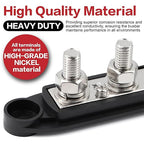 Tuijodaix 300A Bus Bar 5 Post 12V-48V DC Power Distribution Block,5 * 3/8"(M10) Battery Terminal Studs with Cover and Wire Lugs for Wiring,Automotive,Marine,Battery busbar (Red&Black)