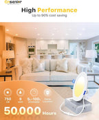 Ensenior 12 Pack 4 Inch LED Recessed Ceiling Light, Dimmable, 2700K-5000K 5CCT, 750LM 9W 120V, High Brightness Canless Wafer Downlight - ETL&FCC&IC
