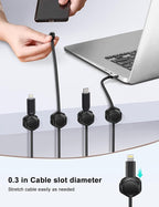 Cord Holder - Magnetic Cable Clips - Under Desk Cable Management - Adhesive Wire Holder Keeper Organizer for Desk, Nightstand, Phone Charger, Computer, Home, Office, Car (6pcs)