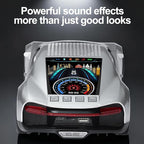 WSTER Luxury Sports Car Model Bluetooth Speaker with HD Sound, TWS Stereo Pairing, Display Screen, Built-in Microphone, Unique Bluetooth Car Speaker for Home, Party, Outdoor & Beach (Silver)