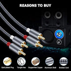 Goalfish RCA Cable, 2 Pack 2-Male to 2-Male RCA Audio Stereo Subwoofer Cable [Hi-Fi Sound,Shielded] Auxiliary Audio Cord for Home Theater, HDTV, Amplifiers, Hi-Fi Systems,Speakers- 6 Feet, Top Series