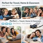 Mizi 5-Way 3.5mm Headphone Splitter - Stereo Audio Adapter with 1 Male to 5 Female Jacks, Gold-Plated Connectors, Compatible with iPhone, iPad, Smartphones, Tablets, MP3 Players - Black