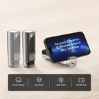 CLICK CLEAN 2Pcs Screen Cleaner, Fingerprint Proof Mist Cleaner Spray, All-in-One Cleaner with Microfiber, Shell and Phone Stand for All Phones, Laptop and Tablet Screens (Black + Grey)