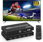 2x2 HDMI 4K Video Wall Controller with Media Player Function,4K@30HZ TV Wall Processor, 8 Display Modes 1x1 1x2 1x3 1x4 2x2 2x1 3x1 4x1 with Remote Control, 180°Rotate,with for 4x1-1 HDMI Input/Output