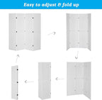 Bonnlo 4 Panel Pegboard Freestanding, 5 FT Portable Display Board Organizer for Craft Show Jewelry, Wooden Folding Privacy Screen Room Divider (with Base, White)